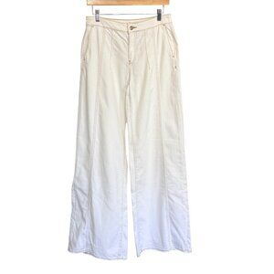 Chicos Palazzo Jeans Womens 4T White Wide Leg Stretch Pants Cotton Blend Casual